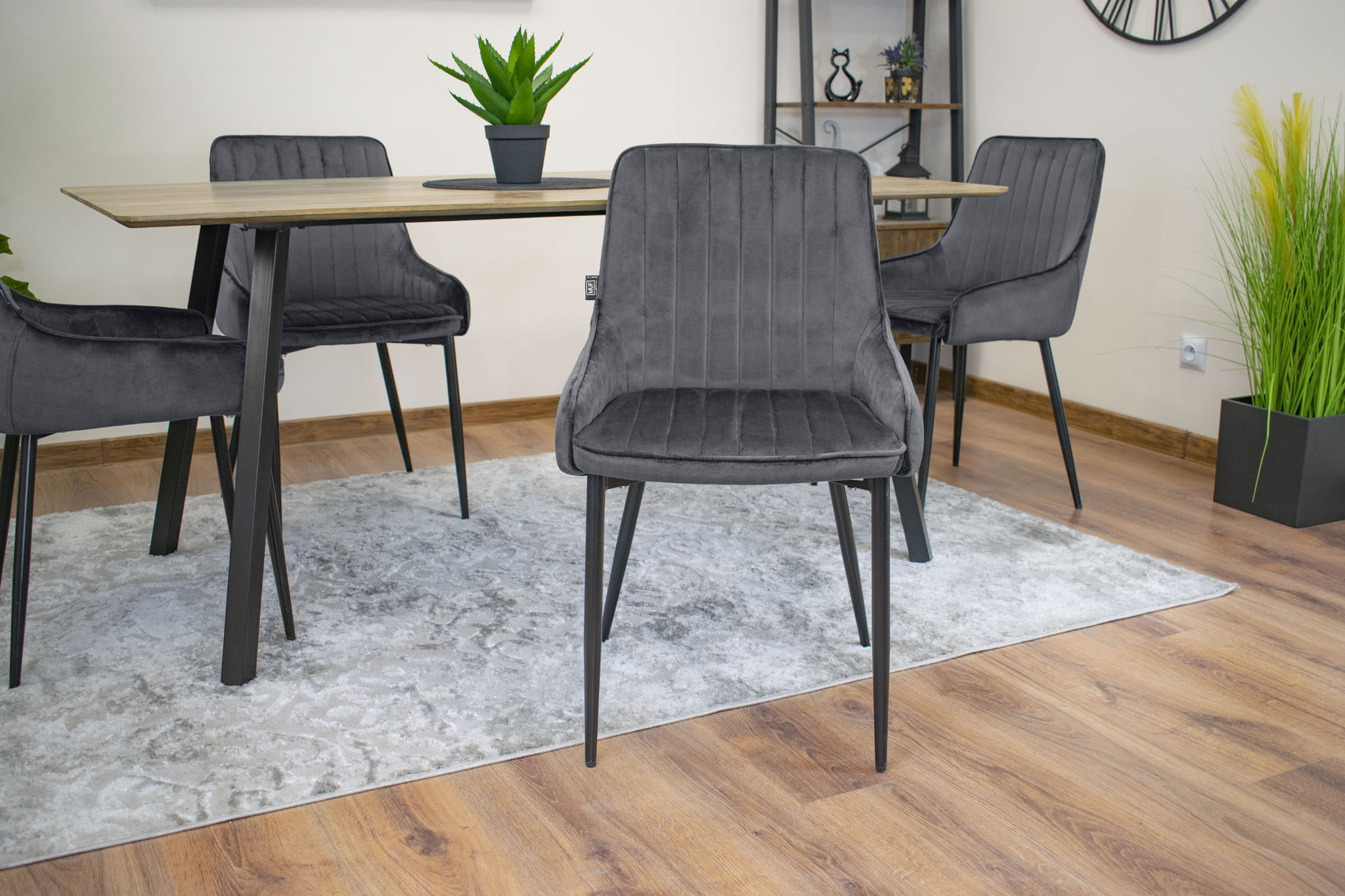 Velvet eetkamerstoel MONZA - set van 2 kuipstoelen - grijs