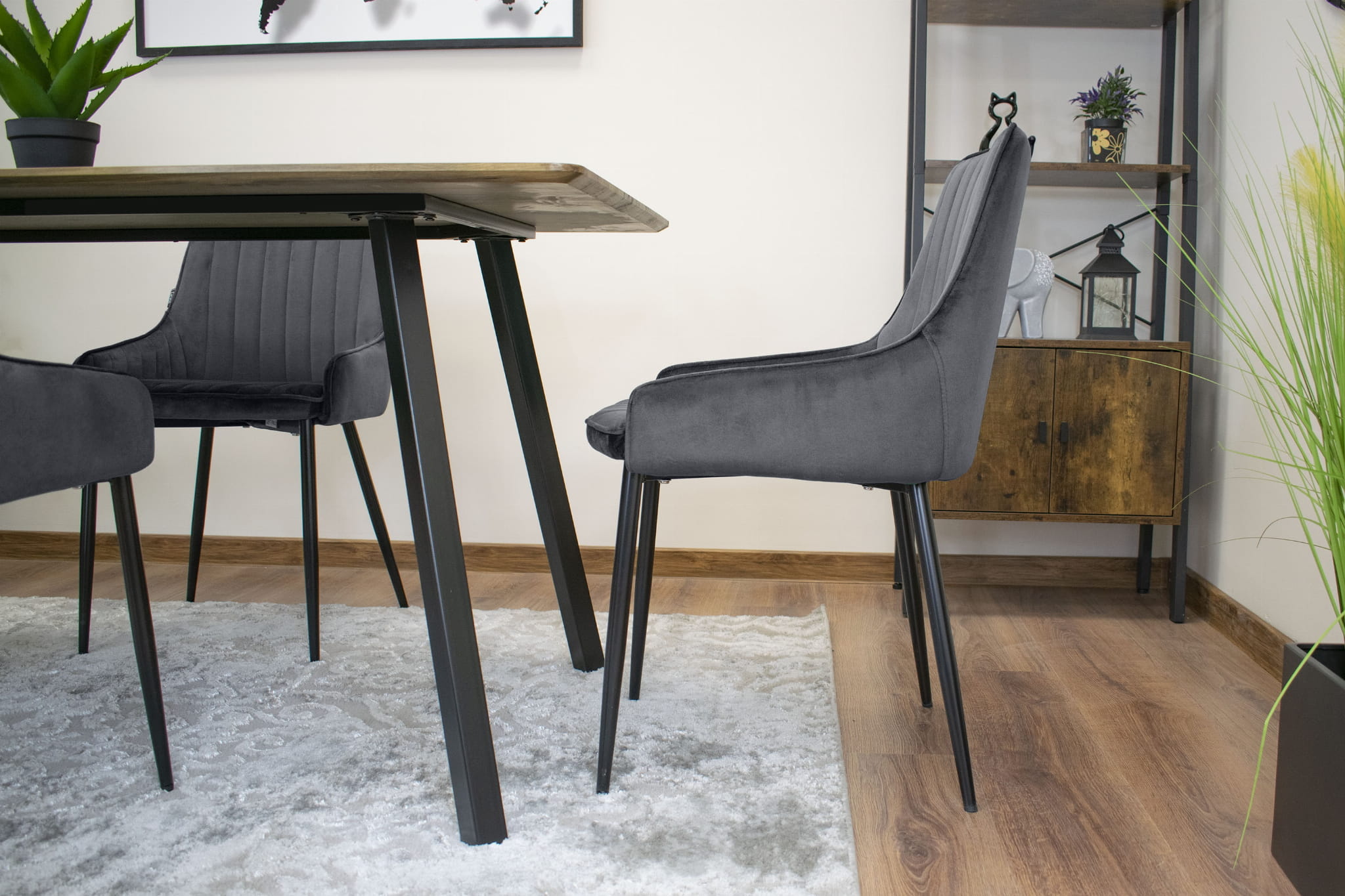 Velvet eetkamerstoel MONZA - set van 2 kuipstoelen - grijs