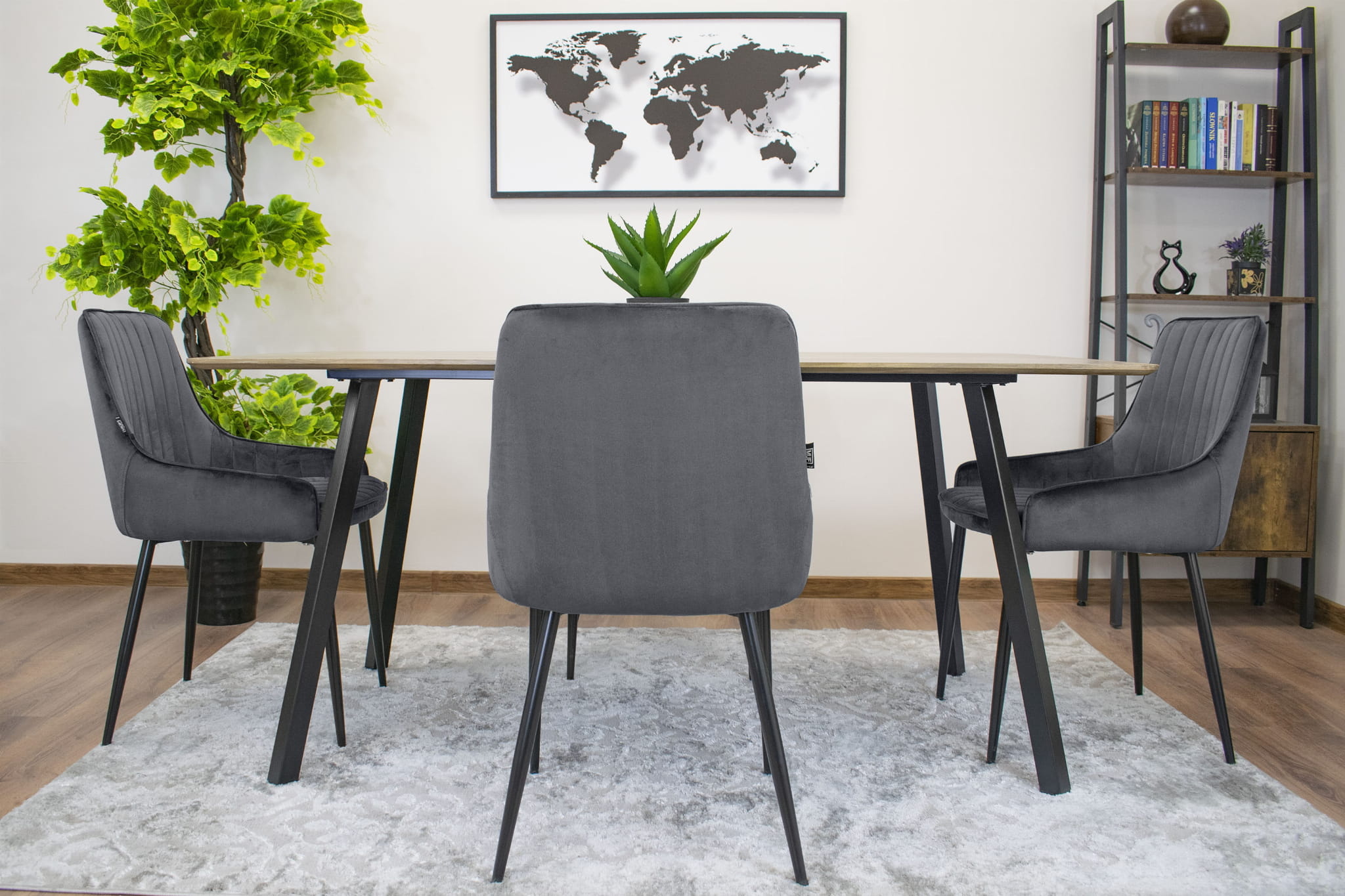 Velvet eetkamerstoel MONZA - set van 2 kuipstoelen - grijs