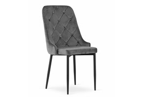 Velvet eetkamerstoel CAPRI - met knopen - set van 2 - grijs