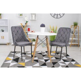 Velvet eetkamerstoel CAPRI - met knopen - set van 2 - grijs