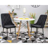 Velvet eetkamerstoel CAPRI - met knopen - set van 2 - zwart