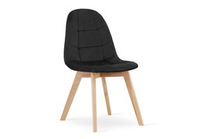 Velvet eetkamerstoel BORA - set van 2 eettafel stoelen - zwart