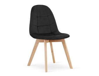 Velvet eetkamerstoel BORA - set van 3 eettafel stoelen - zwart