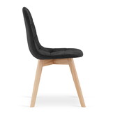 Velvet eetkamerstoel BORA - set van 3 eettafel stoelen - zwart