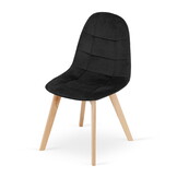 Velvet eetkamerstoel BORA - set van 3 eettafel stoelen - zwart