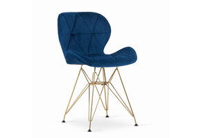 Velvet eetkamerstoel NEST - set van 2 - marineblauw, goud