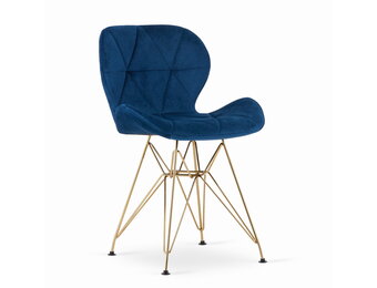 Velvet eetkamerstoel NEST - set van 2 - marineblauw, goud