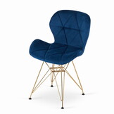 Velvet eetkamerstoel NEST - set van 2 - marineblauw, goud