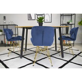 Velvet eetkamerstoel NEST - set van 2 - marineblauw, goud