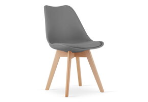 Eetkamerstoelen MARK - eco leer - set van 3 - beuken, grijs