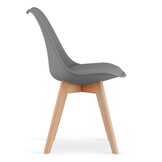 Eetkamerstoelen MARK - eco leer - set van 3 - beuken, grijs