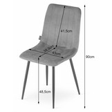 Velvet eetkamerstoel LAVA - set van 3 eettafel stoelen - groen