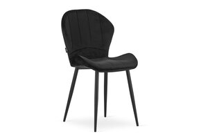 Velvet eetkamerstoel TERNI - set van 3 eetstoelen - zwart