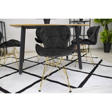 Velvet eetkamerstoel NEST - set van 3 - zwart, goud