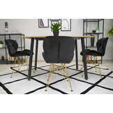 Velvet eetkamerstoel NEST - set van 3 - zwart, goud