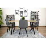 Velvet eetkamerstoel KARA - set van 3 eettafel stoelen - grijs