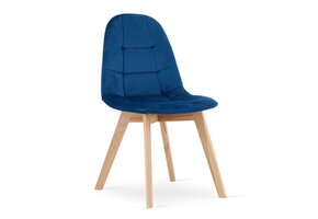 Velvet eetkamerstoel BORA - set van 3 eettafel stoelen - blauw