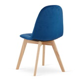 Velvet eetkamerstoel BORA - set van 3 eettafel stoelen - blauw