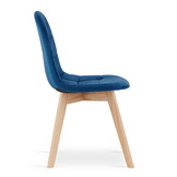 Velvet eetkamerstoel BORA - set van 3 eettafel stoelen - blauw