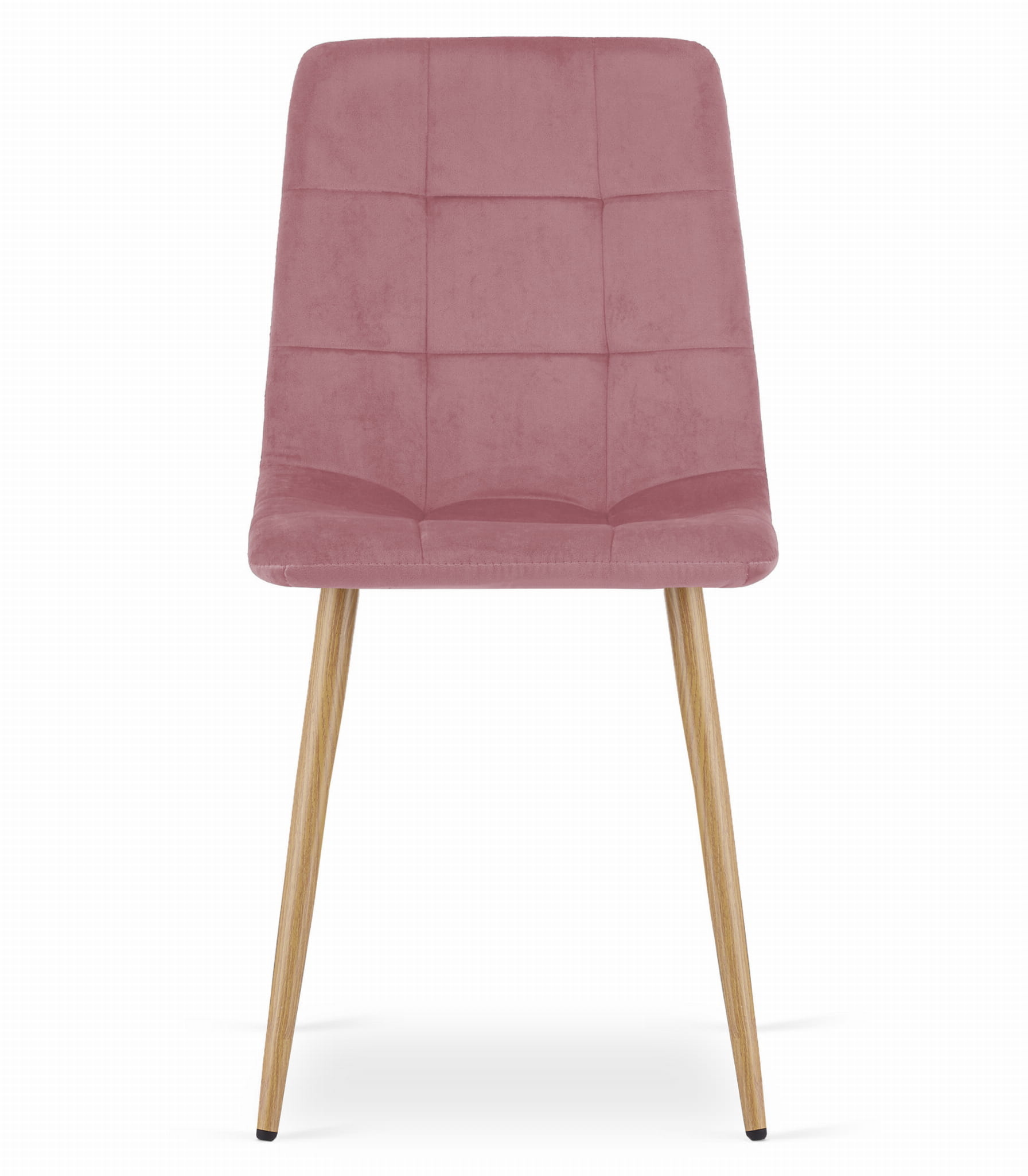 Velvet eetkamerstoel KARA - set van 3 - roze - houtkleur poten