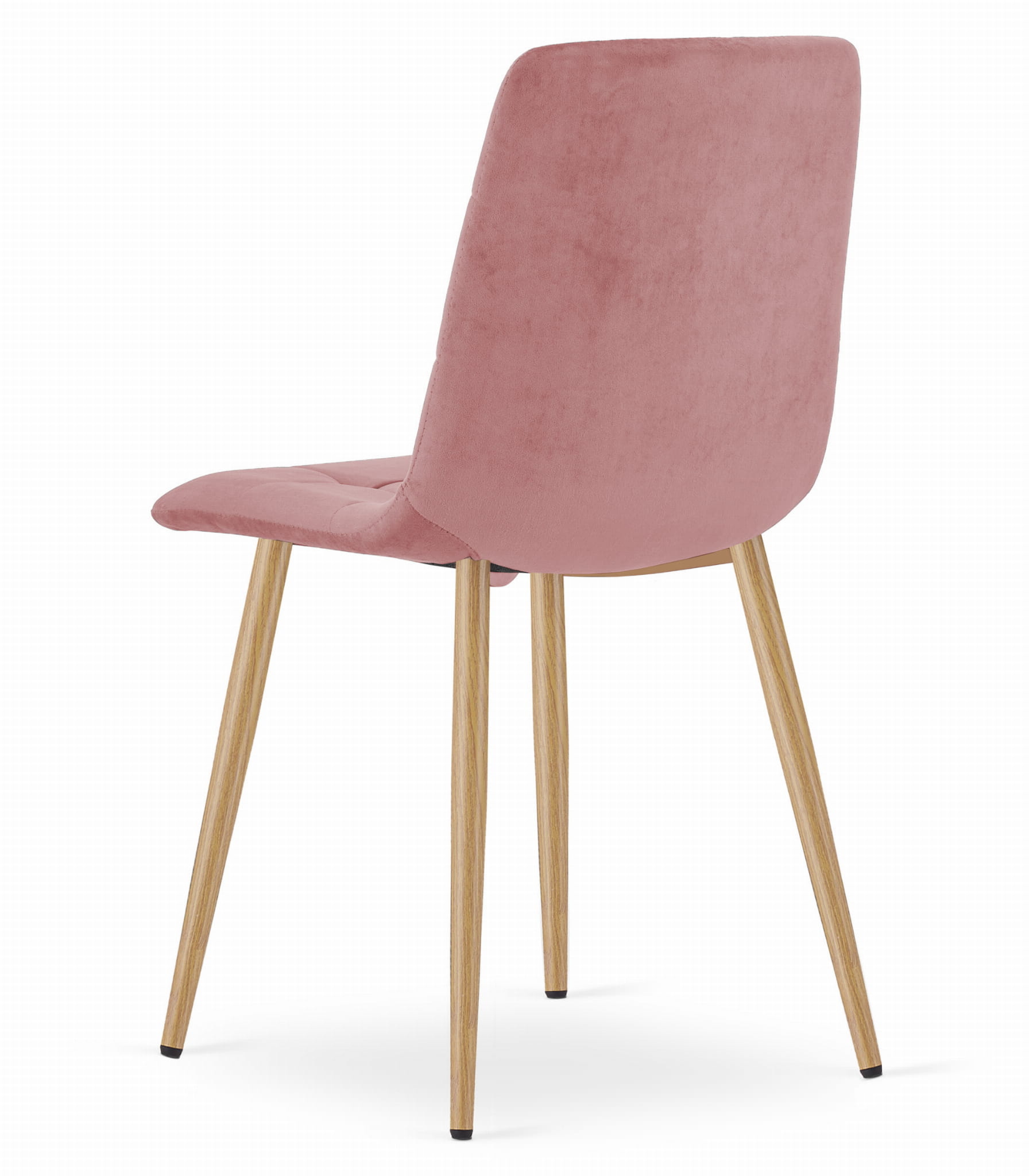 Velvet eetkamerstoel KARA - set van 3 - roze - houtkleur poten