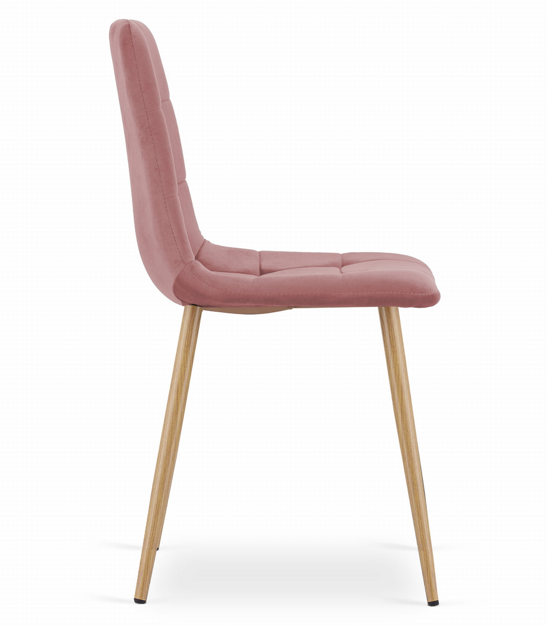 Velvet eetkamerstoel KARA - set van 3 - roze - houtkleur poten