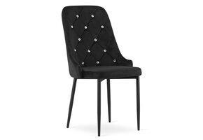 Velvet eetkamerstoel AMORE - set van 2 eettafel stoelen - zwart