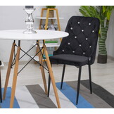 Velvet eetkamerstoel AMORE - set van 2 eettafel stoelen - zwart