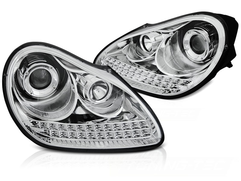 Koplampen PORSCHE CAYENNE 02-06 - xenon - DRL - chroom