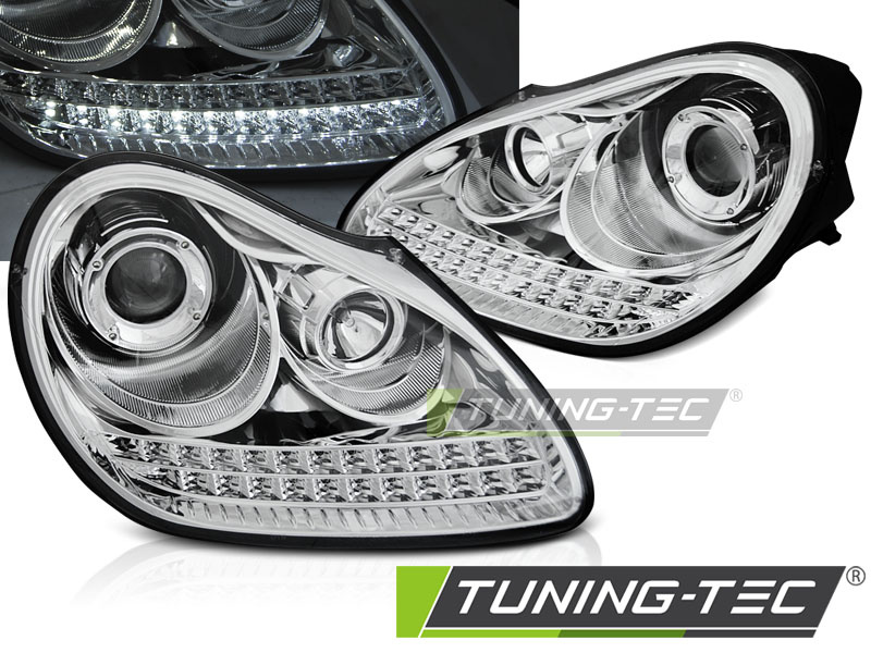 Koplampen PORSCHE CAYENNE 02-06 - xenon - DRL - chroom