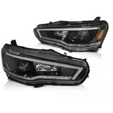 Koplampen MITSUBISHI LANCER 8 vanaf 2008 - tube - zwart