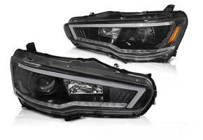 Koplampen MITSUBISHI LANCER 8 vanaf 2008 - tube - zwart