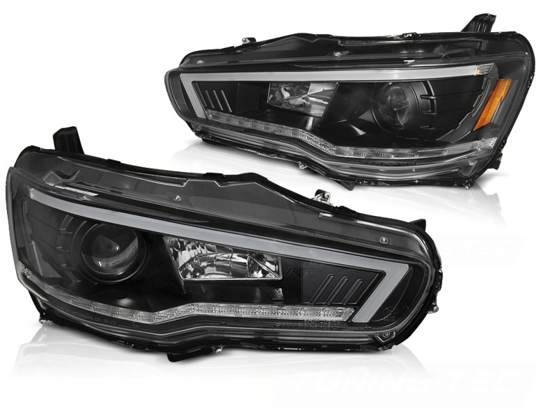 Koplampen MITSUBISHI LANCER 8 vanaf 2008 - tube - zwart