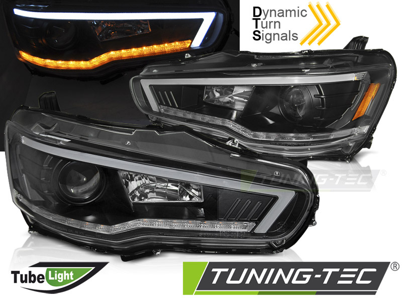 Koplampen MITSUBISHI LANCER 8 vanaf 2008 - tube - zwart