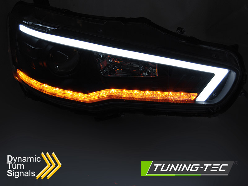 Koplampen MITSUBISHI LANCER 8 vanaf 2008 - tube - zwart