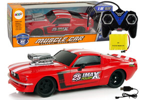 Bestuurbare auto - RC auto - 26x10x7cm - 1:16 - rood wit