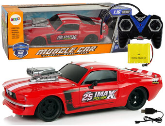 Bestuurbare auto - RC auto - 26x10x7cm - 1:16 - rood wit