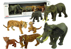 Speelgoed dieren - set van 7 dieren - olifanten en tijgers