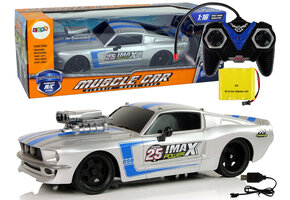 Bestuurbare auto - RC auto - 26x10x7cm - 1:16 - zilver blauw