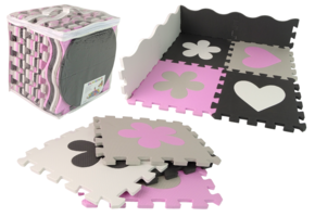 Speelmat foam - puzzel mat - 25 delen van 30x30 cm - roze grijs