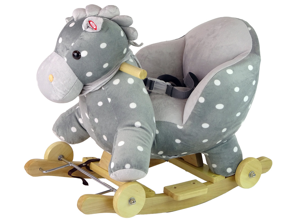 Hobbelpaard - met wielen - 60x46x37cm - grijs met witte stipjes