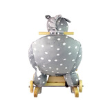 Hobbelpaard - met wielen - 60x46x37cm - grijs met witte stipjes