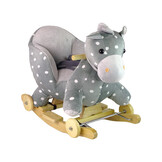 Hobbelpaard - met wielen - 60x46x37cm - grijs met witte stipjes