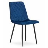 Velvet eetkamerstoel TURIN - set van 2 eettafel stoelen - marineblauw