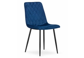 Velvet eetkamerstoel TURIN - set van 2 eettafel stoelen - marineblauw