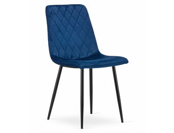 Velvet eetkamerstoel TURIN - set van 2 eettafel stoelen - marineblauw