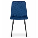 Velvet eetkamerstoel TURIN - set van 2 eettafel stoelen - marineblauw