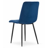 Velvet eetkamerstoel TURIN - set van 2 eettafel stoelen - marineblauw
