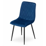 Velvet eetkamerstoel TURIN - set van 2 eettafel stoelen - marineblauw
